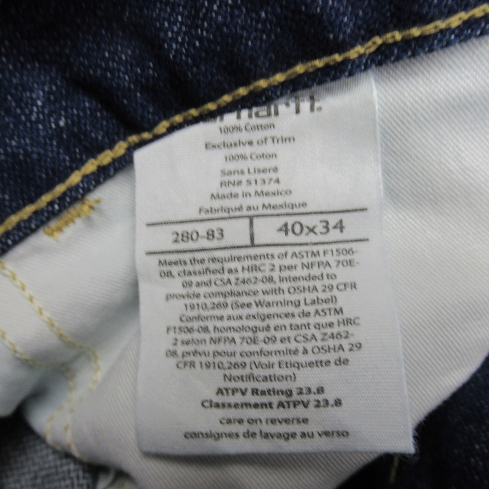 Carhartt FR Jeans Mens 40x34 Relaxed Bootcut Flame Resistant Work Blue Denim NEW - Picture 4 of 12